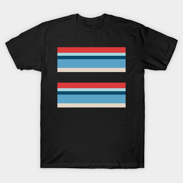 RETRO RED AND BLUE COLOR THEME STRIPE PATTERN FOR SUMMER T-Shirt by KathyNoNoise